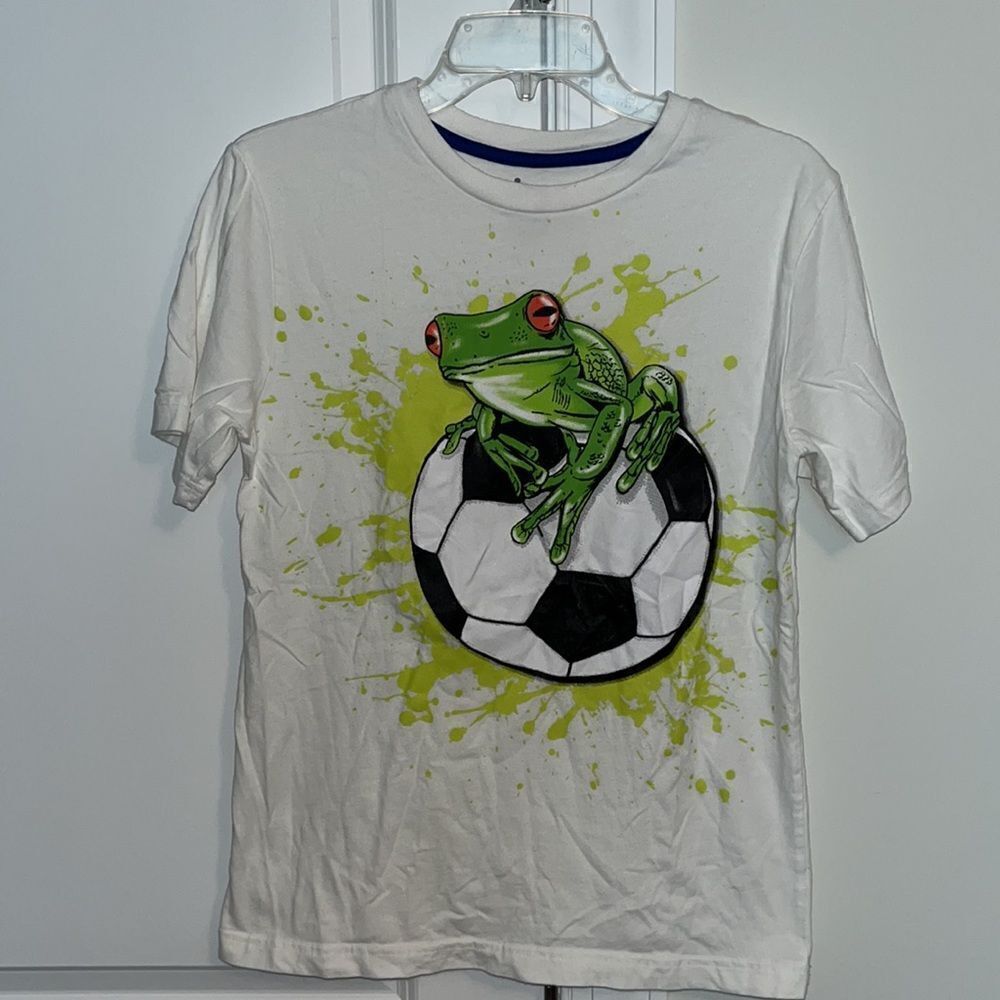 boys youth GK green frog goalie goal keeper soccer T shirt L kids sticky fingers